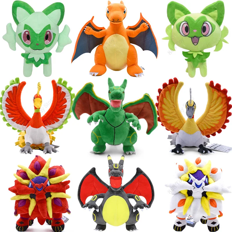 Anime Shiny Charizard Plush Pokemon Toys Cute Mega Evolution X Charizard Articuno Lucario Stuffed Peluche Kids Christmas Gifts