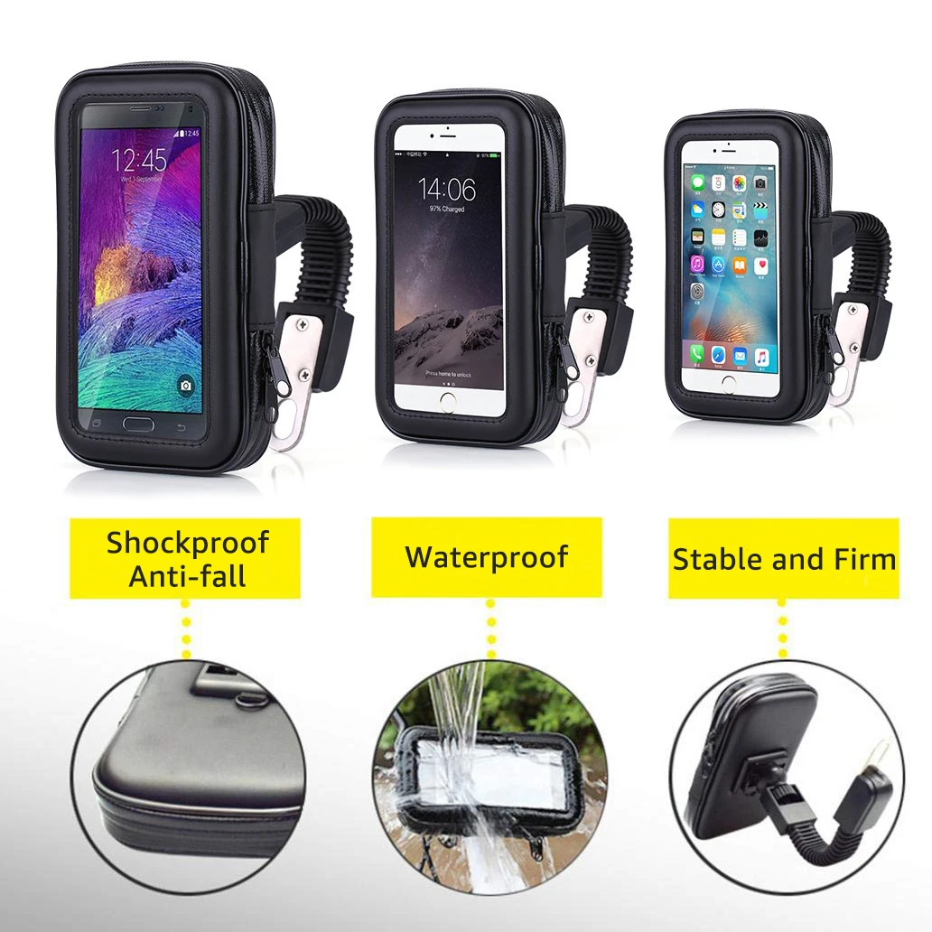 Untoom Waterproof Motorcycle Motorbike Phone Holder Cell Phone Mount Bracket for Scooter Rearview Mirror Stand for iPhone Xiaomi