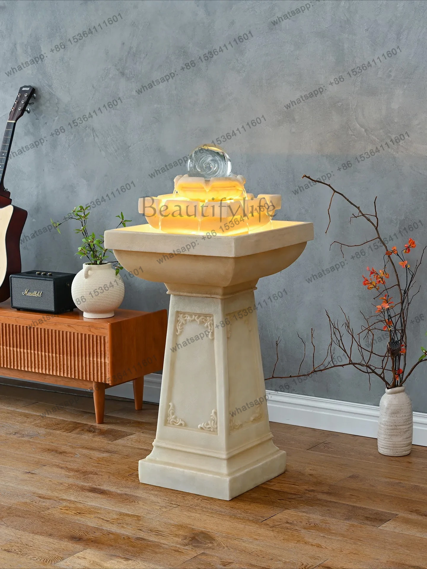 Living Room Flowing Water Wealth Ornament Circulating Water Landscape Floor Feng Shui Ball Fountain Fish Pond