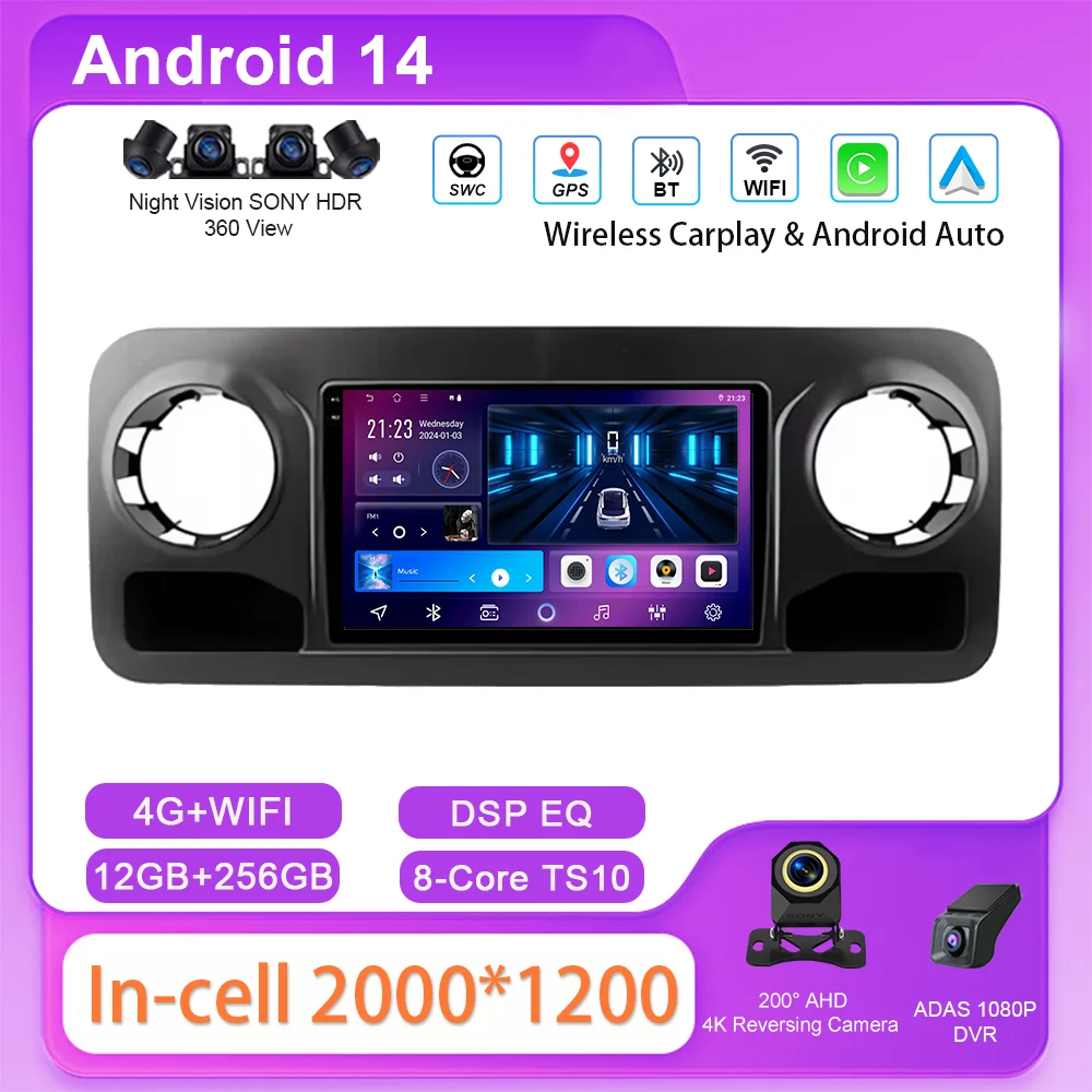 

Android 14 For Mercedes Benz Sprinter Spinway W907 2018 -2021 Auto Radio Stereo Multimedia Video Player GPS Wireless Carplay 4G