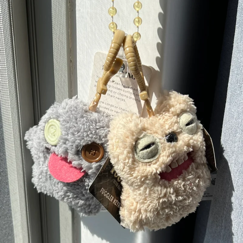 Porte-clés monstre à dents Fuggler Original, jouets en peluche, mignon, à grands yeux, grange, drôle, monstres à dents laides, pendentifs mignons