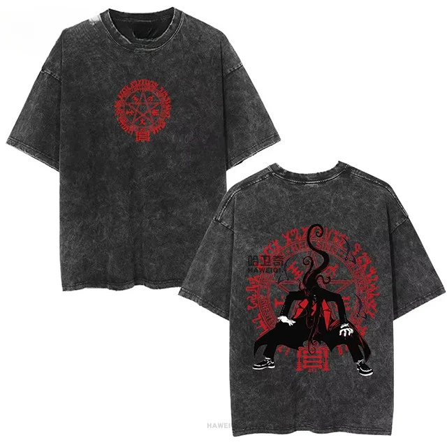 Y2k Anime Hellsing Alucard Graphic Lavata T-Shirt Retro Water System T-shirt Graphic Cotton Tee Printing High-end Luxury