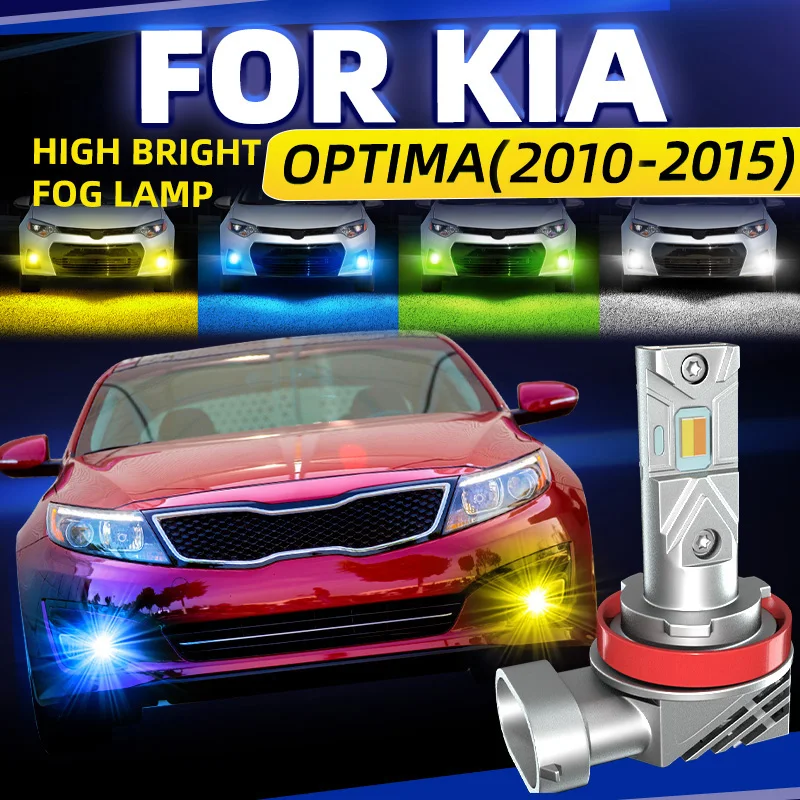 2pcs Car LED Front Fog Lights Bulbs Dual Colors Switchback White Yellow Lamps For Kia Optima 2010 2012 2013 2014 2015