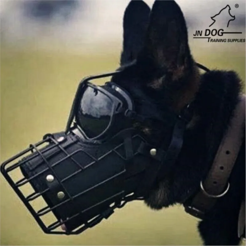 Dog Tactical Muzzle Cage Deterrent Stainless Steel Rowe Caucasian Round Mouth Muzzle Cover Training Duty Muzzle Cage