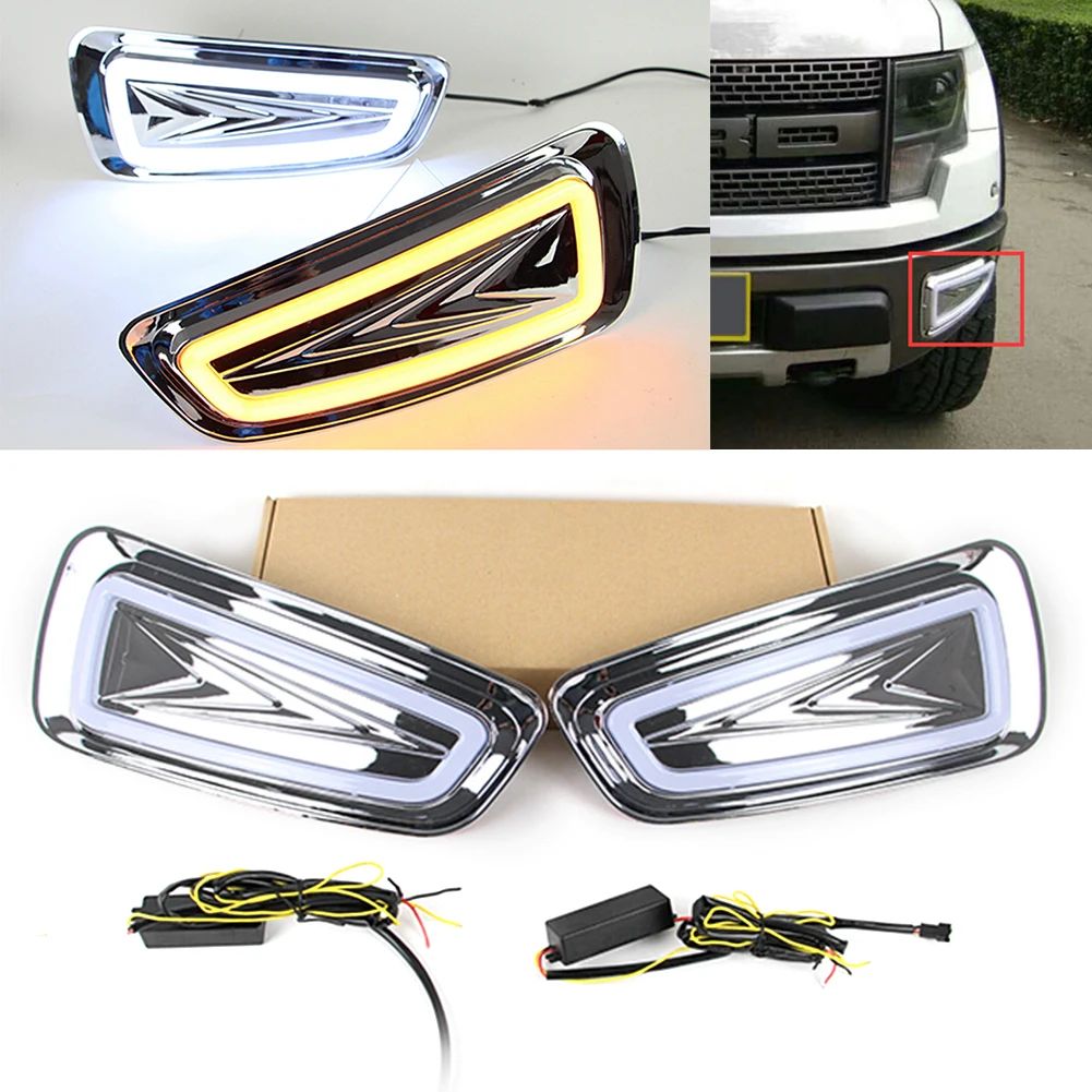 1 Pair Car LED Daytime Running Fog Lights Turn Signal Lamp for Ford F150 Raptor SVT 2009 2010 2011 2012 2013 2014 2015