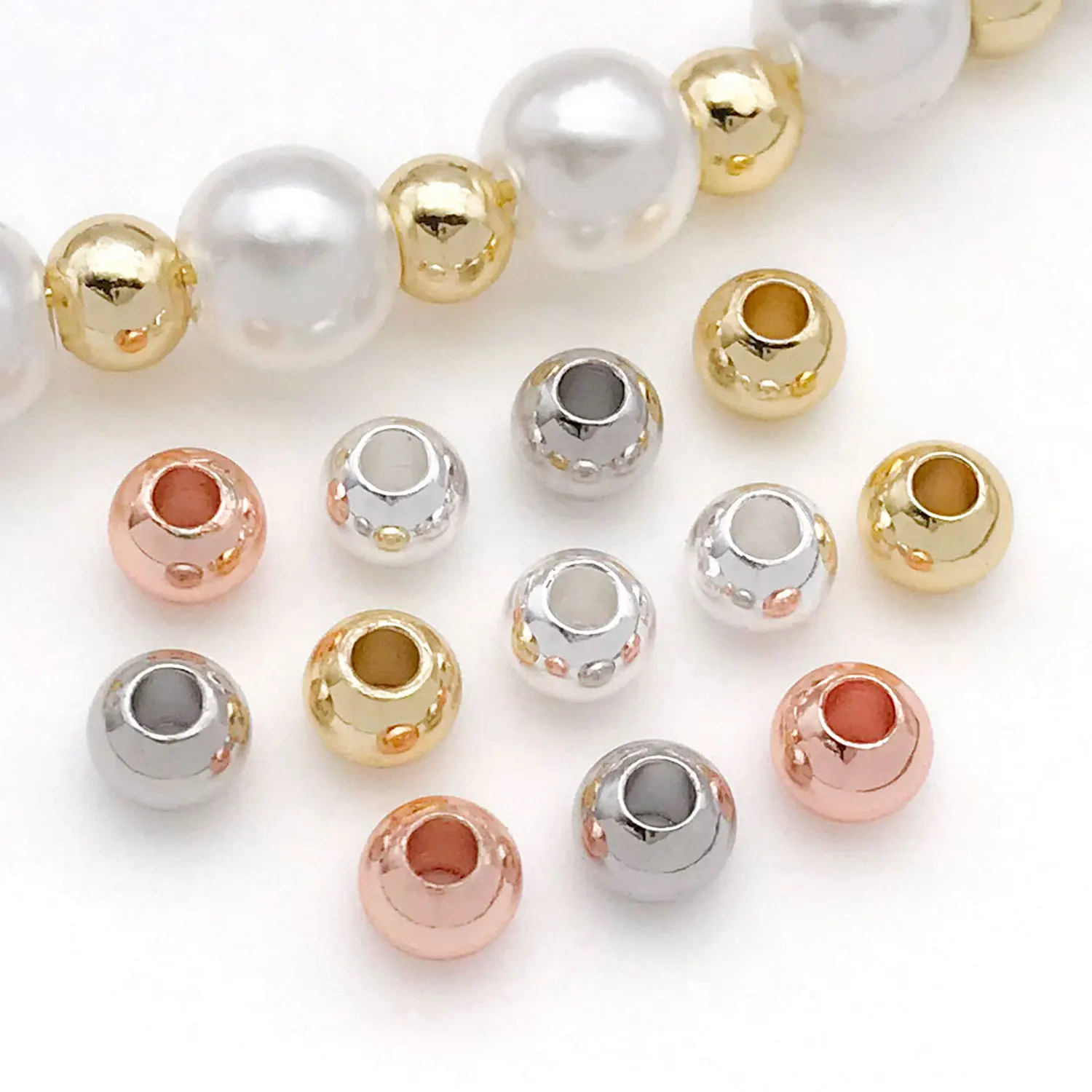 

20 шт., 18 К, настоящие позолоченные латунные гладкие круглые шариковые бусины, свободные бусины-разделители для DIY браслета, ожерелья, аксессуары для изготовления ювелирных изделий