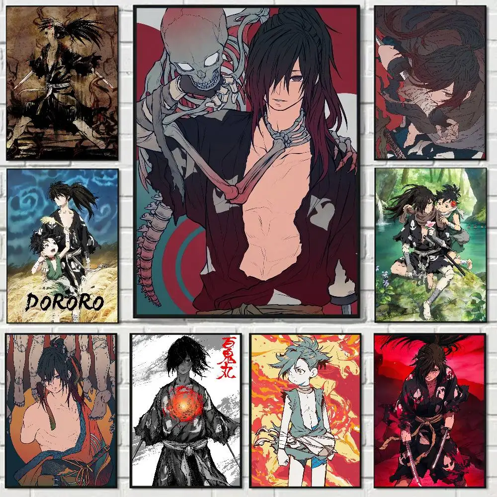 Anime Dororo Cartoon Anime Poster Watercolor Art Kids Room Decoration Wall Hanging Painting Kids Gift
