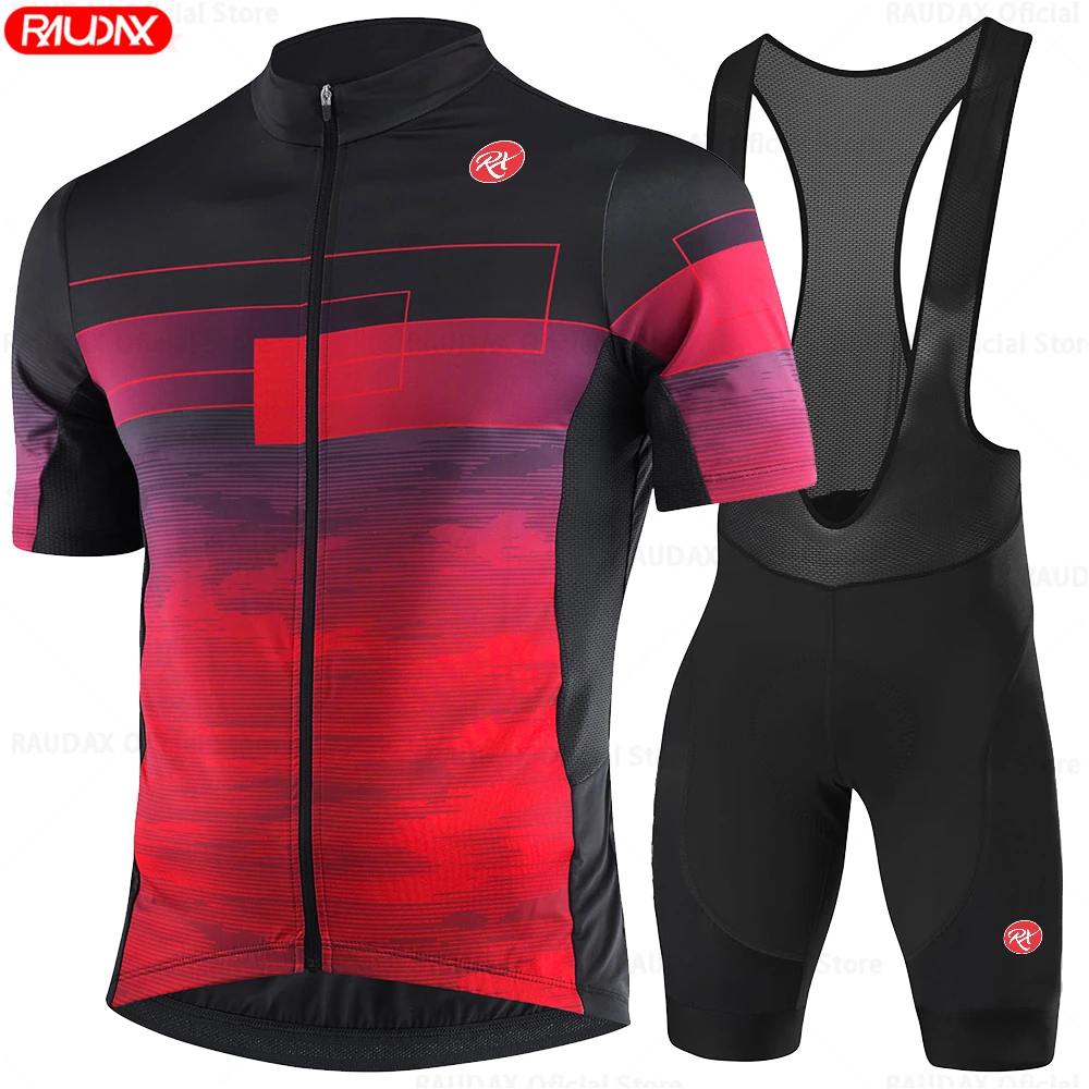 Newest Raudax Sports Team Cycling Clothing Breathable Short Sleeve Cycling jersey set Mallot Ciclismo Hombre Verano Triathlon