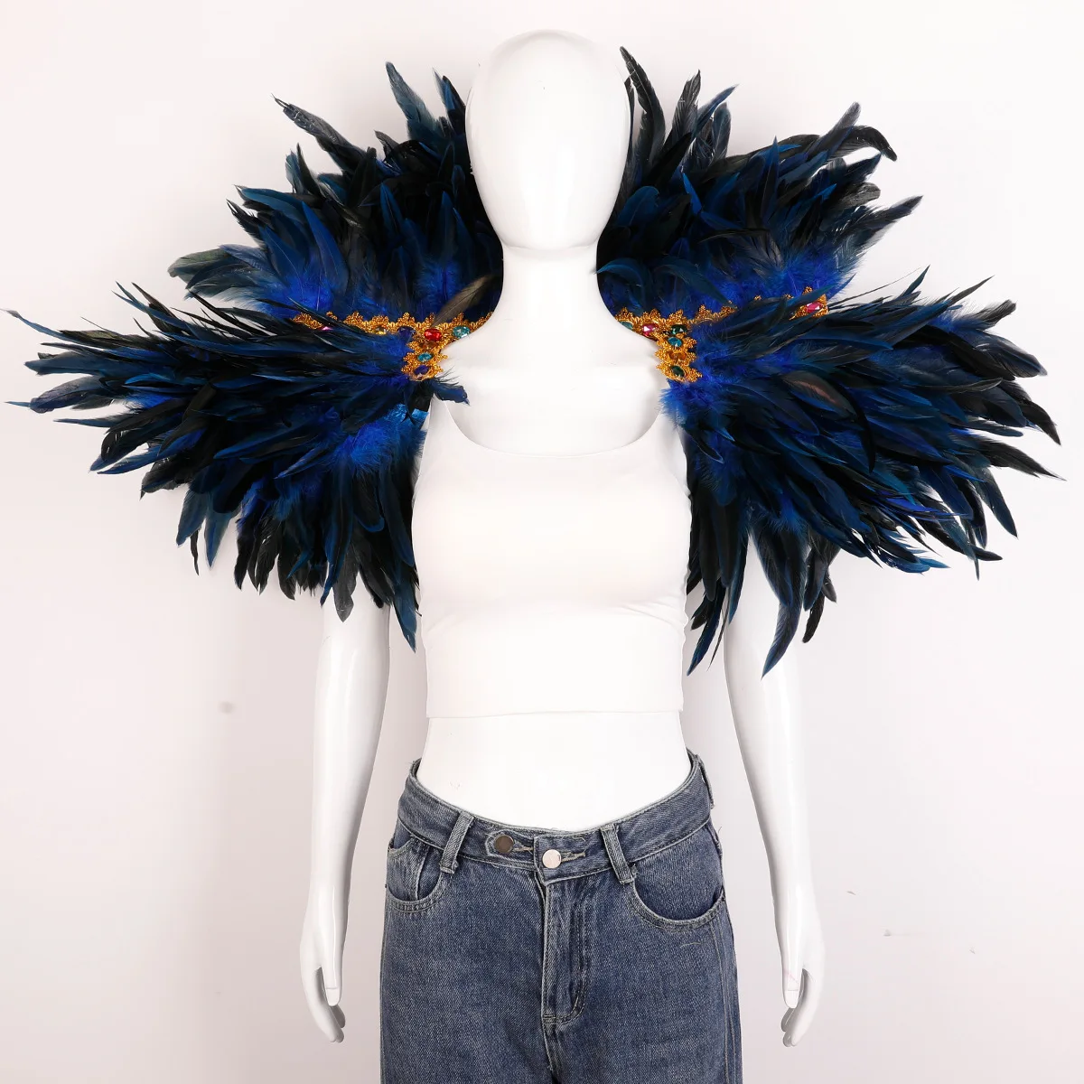 Feder Schal Halloween Karneval Kostüm Runway Leistung Ball Weste Schal Mantel Party Schal Cosplay Frau Schal – Detail 15