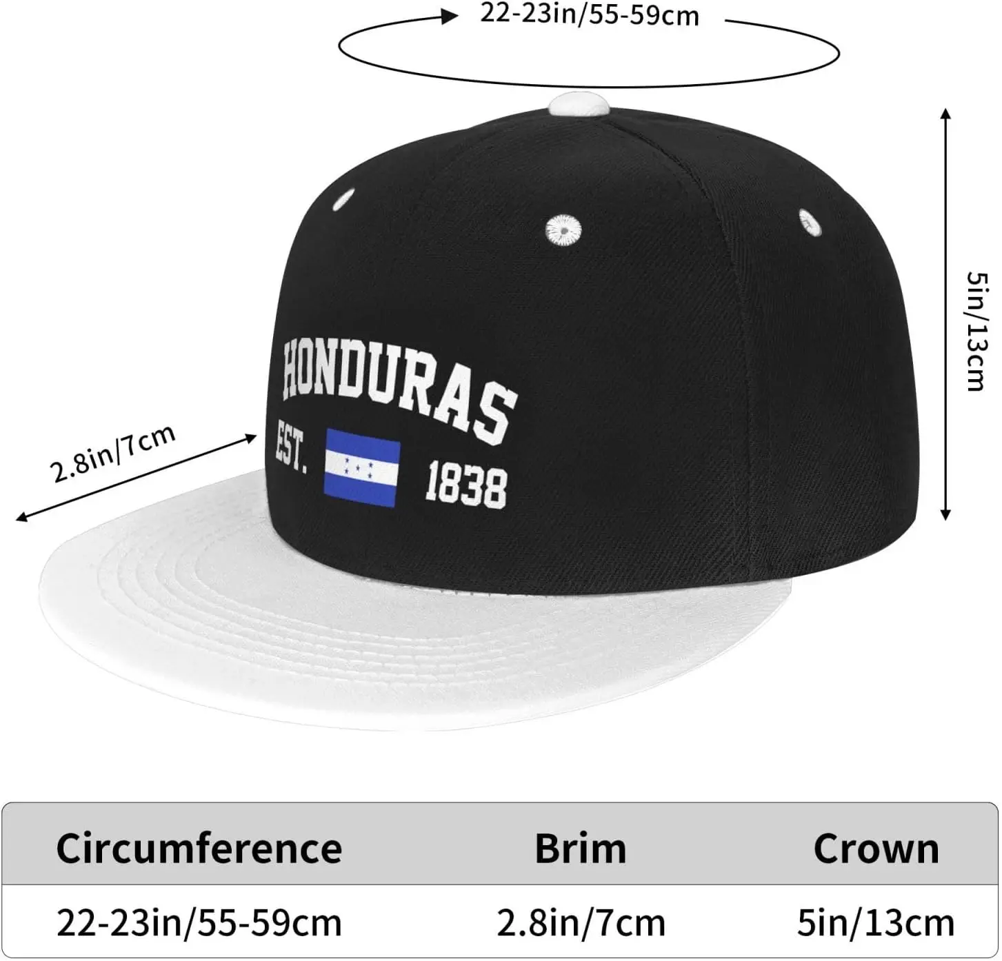 Flaga Honduras Snapback z płaskim daszkiem kapelusz czapka regulowana dla patriotycznych mężczyzn biały