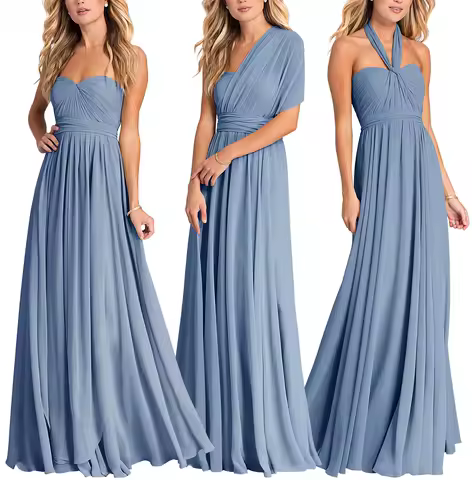 Customized Long Convertible Bridesmaid Dresses with Pockets A-Line Floor Length vestidos Infinity Evening Dress for Women