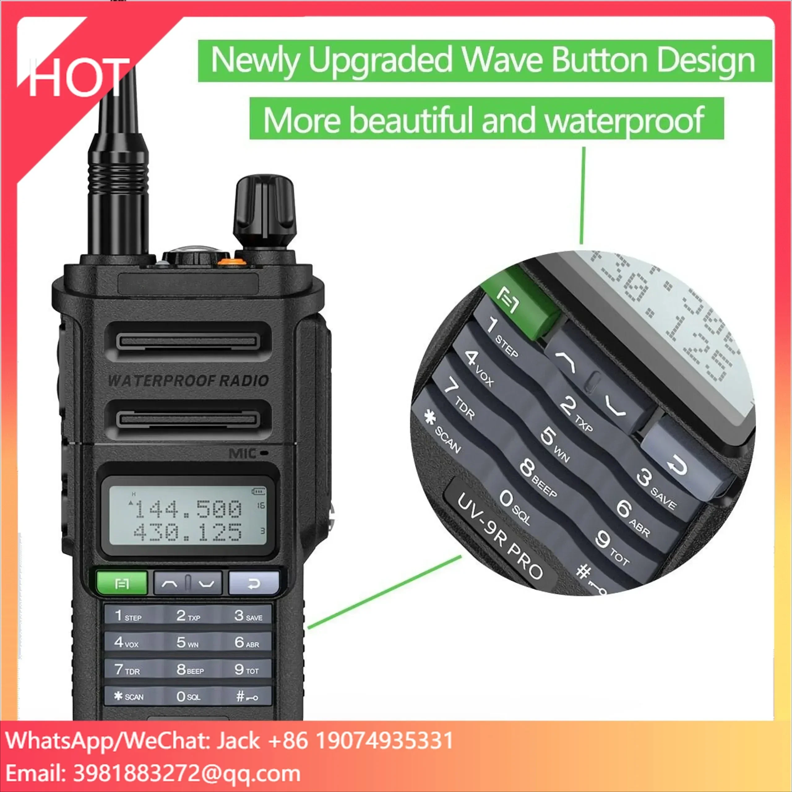 UV-9R PRO Ham Radio IP68 Waterproof Walkie Talkie UHF/VHF 8W Dual Band High Power Long Range Radio (1 Set)