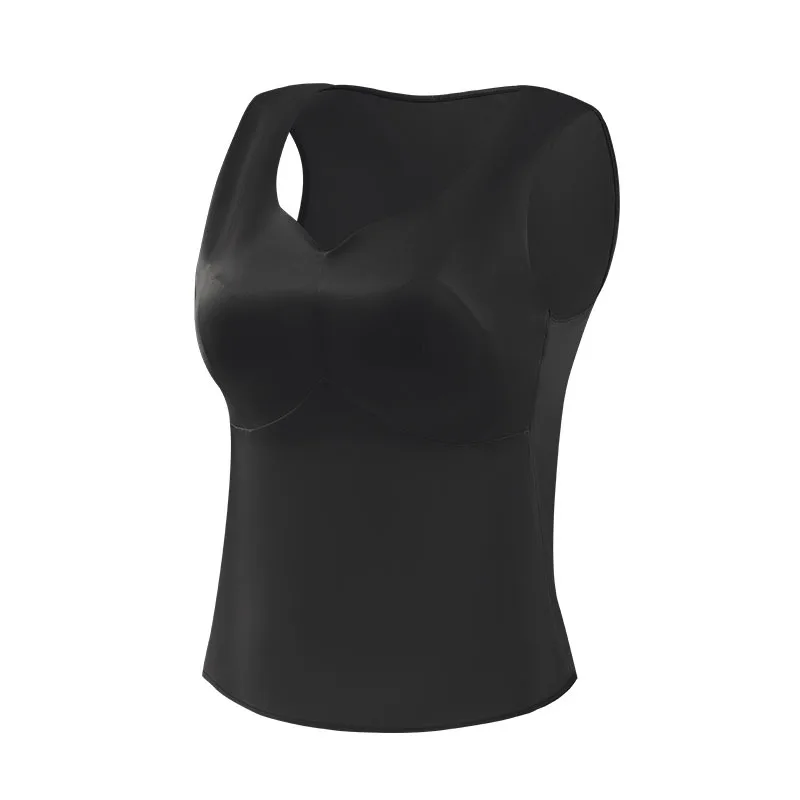 MadBlack-16MM 92%Silk 8%Spandex Elegant Vest, With Padded Cups, Women Versatile Casual Thin Tank Top, 2026 Summer New T66415CC