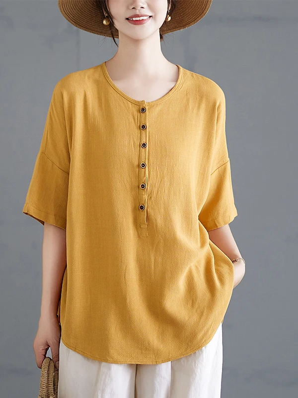 

Loose Casual Retro Artistic Mid-Length T-irt for Women Summer New Sle Vintage Large Size Versatile Cut Label Women's Top