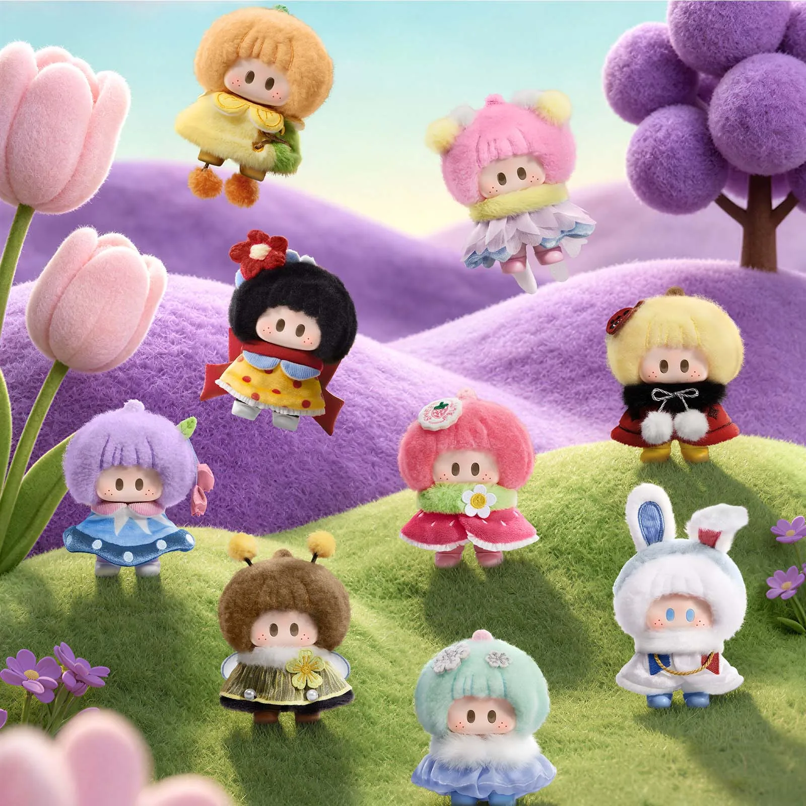MINISO YOYO Blind Box Meadow PomPom Vinyl Plush Doll Cute Forest Flower Characters Collectible Figure Mystery Surprise Toy Gift