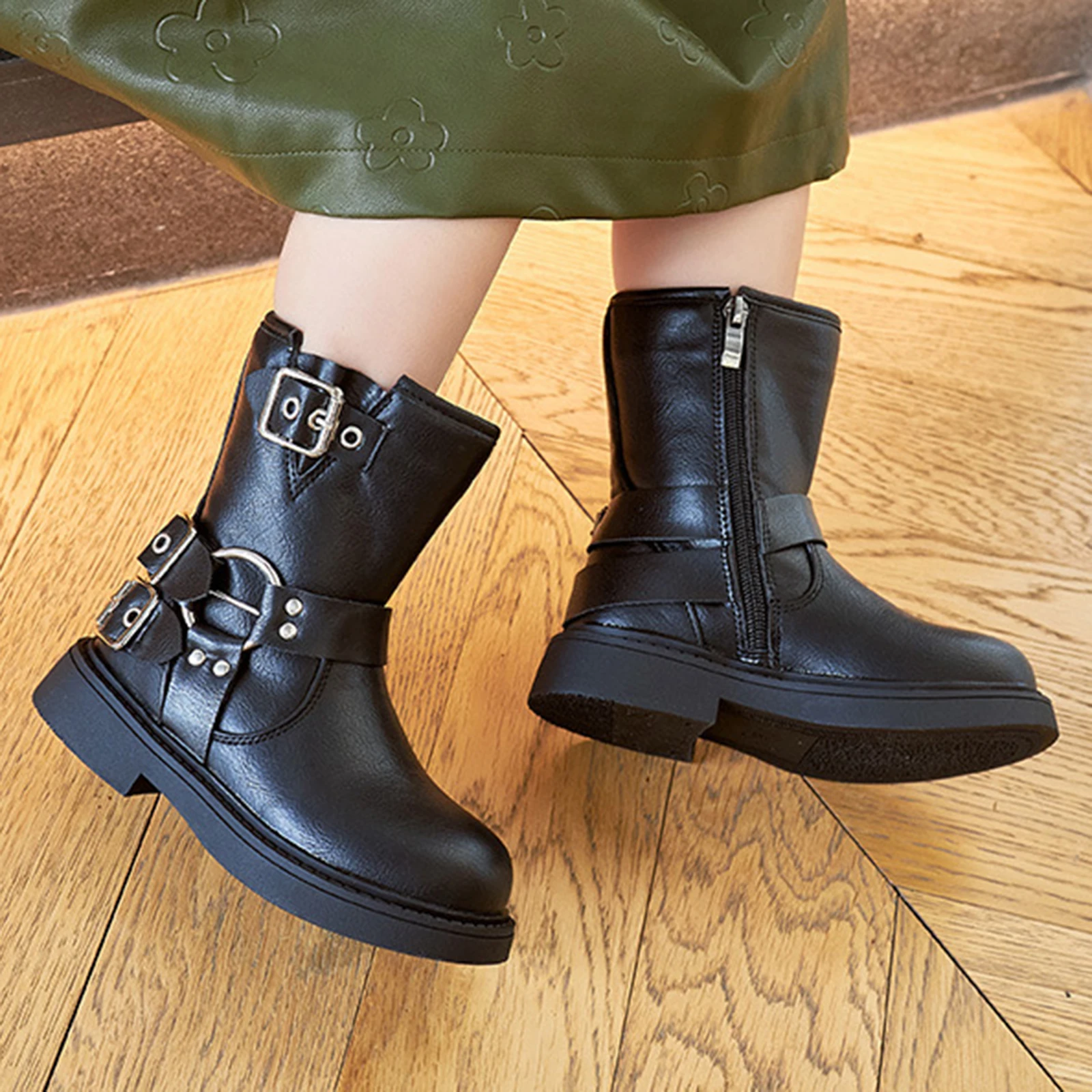 

New Children's Fashionable Short Boots Winter Student Girl's Ankle Boot Kids Girls Casual Side Zipper Single Boots