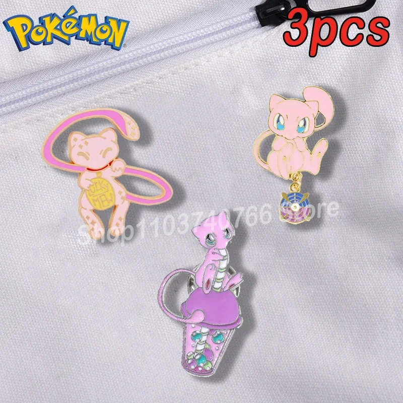 

Pokemon Mew Enamel Pins Anime Game Metal Brooch Kawaii Cute Hat Backpack Pin Accessories for Women Man Jewelry Gift Decoration