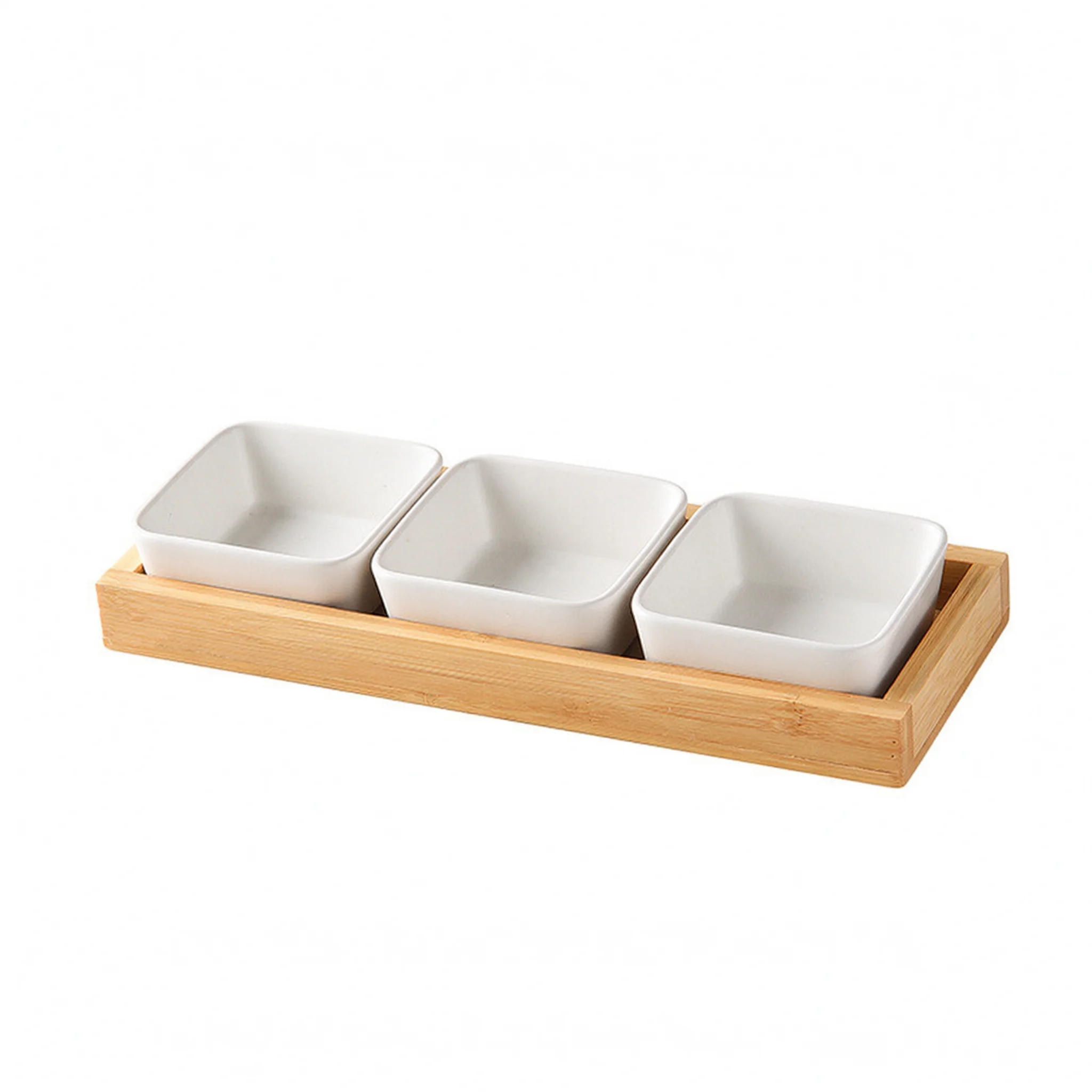 Elegant Chip And Dip Bowl Set With Wooden Tray Hosting Platters And Serving Dishes White By Blending