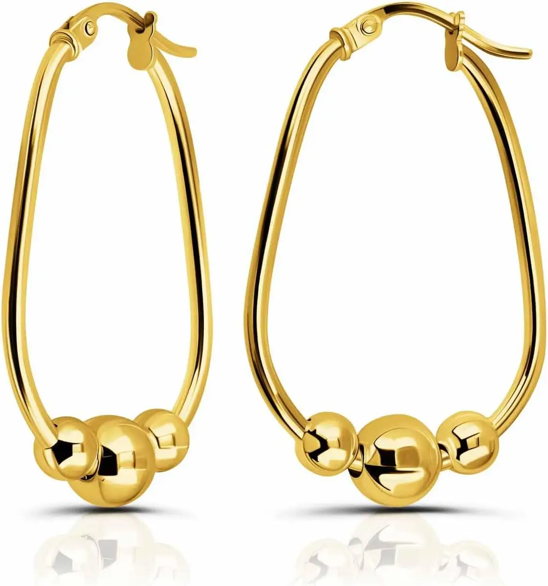 أقراط ذهبية متعددة الوظائف بثلاثة خرزات للنساء، مشبك قلادة أنيق على الأقراط، إكسسوارات مجوهرات عصرية #3