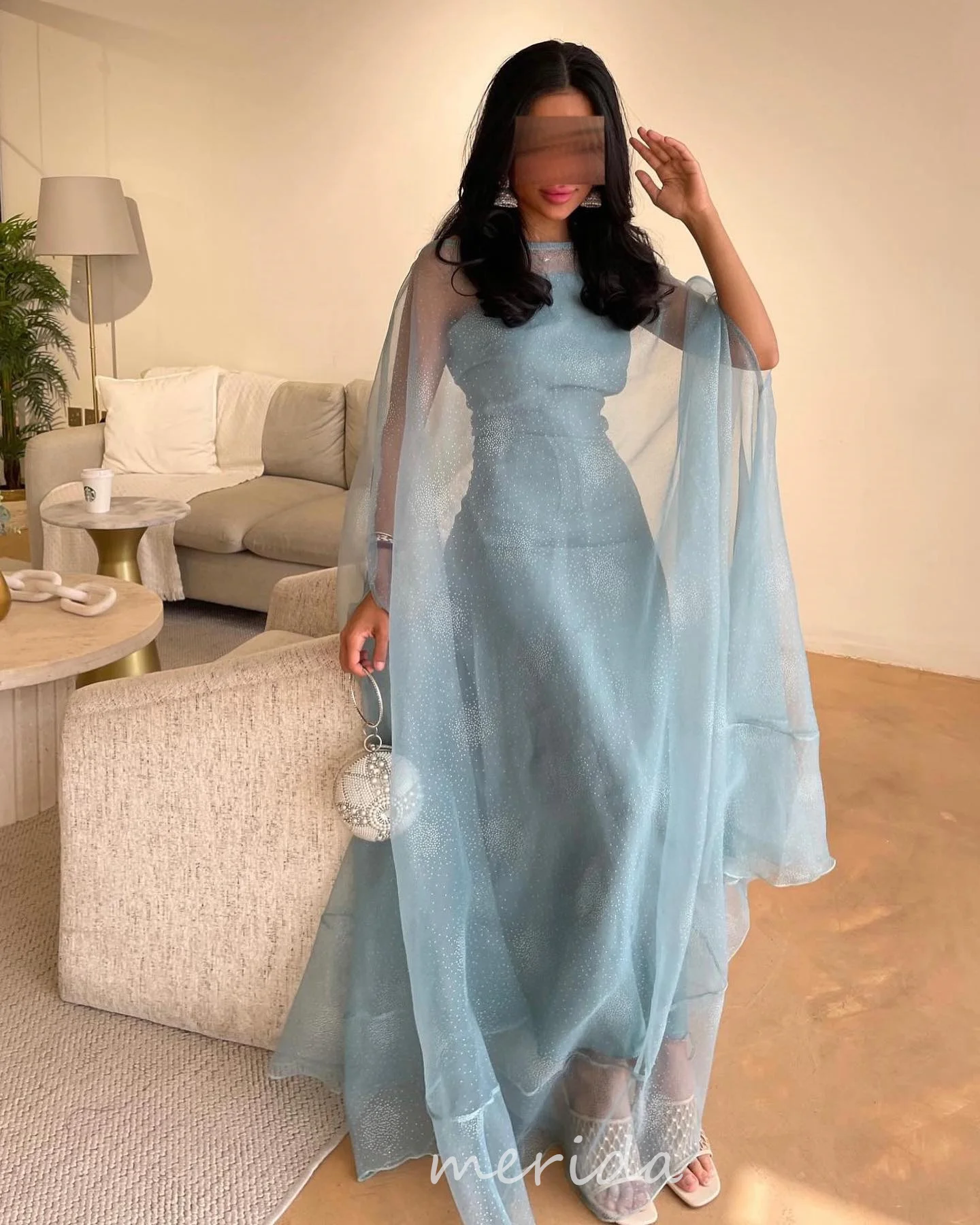 

Merida Blue Prom Dresses Tulle Formal Occasion Gowns Saudi Arabia Prom Dress Elegant Evening Gowns 2024 Ankle Length