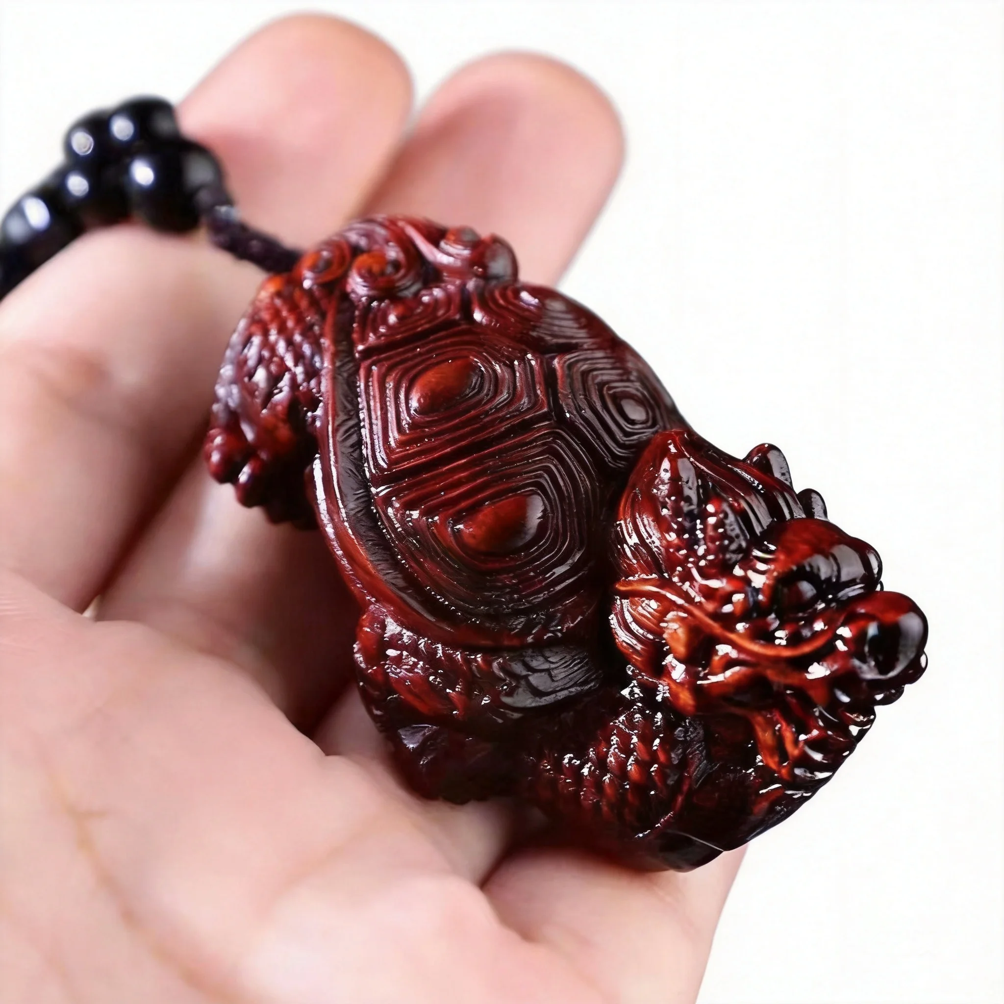 Traditional Chinese Style Lucky Wealth Attracting Small Leaf Red Sandalwood Hand Carved Auspicious Pixiu Wenwan Handheld Piece