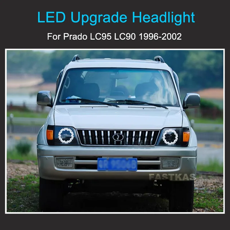 1 زوج LED ترقية المصباح ل Prado LC95 LC90 3400 2700 1996-2002 LED المصابيح الأمامية التوصيل والتشغيل مع مصابيح LED كاملة الرأس