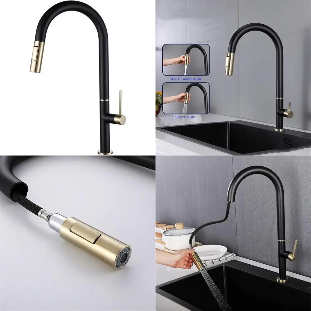 

Black Electroplated Single Handle Kitchen Sink Faucet with Pull-Down Sprayer for Utility Sinks