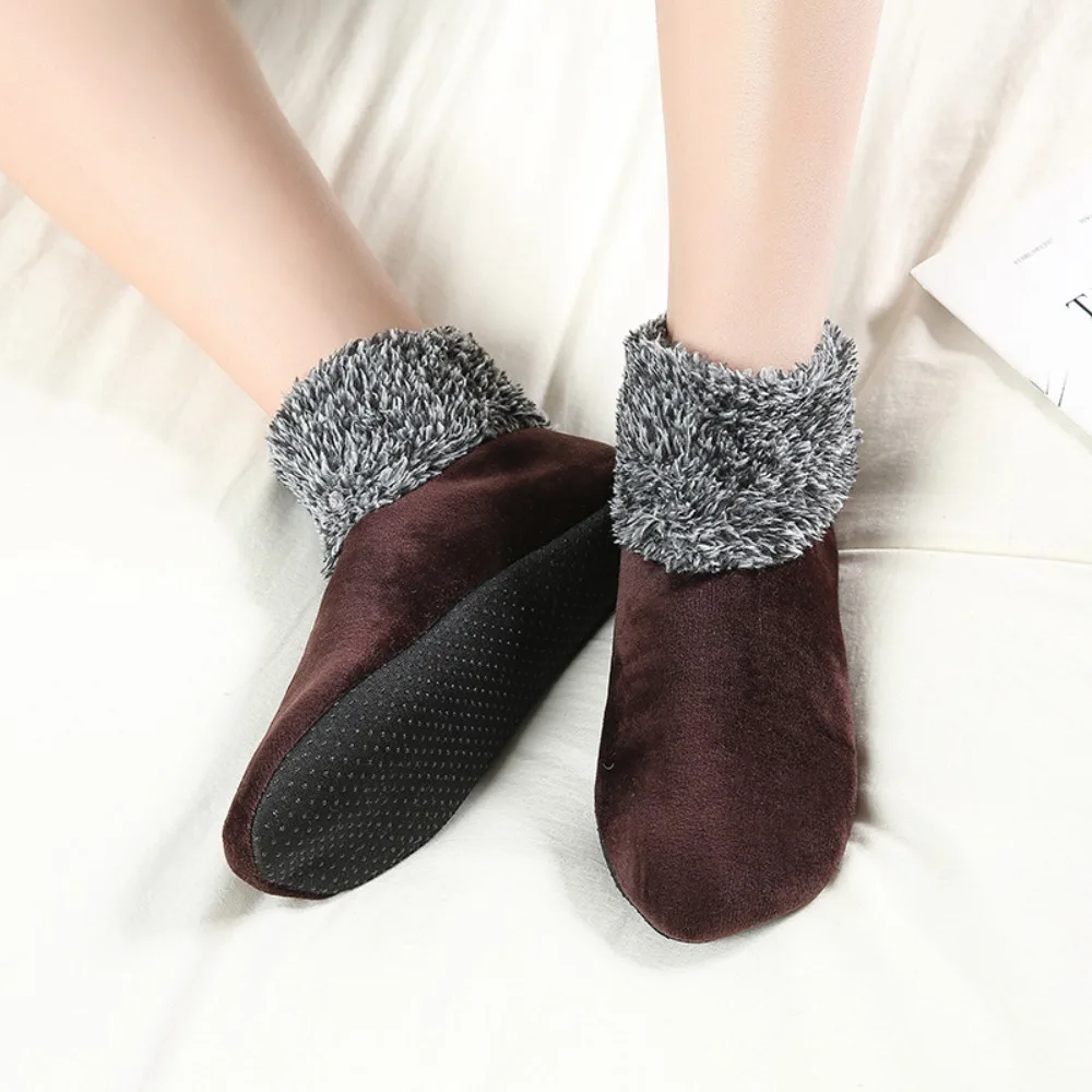 

Soft Plush Home Floor Socks With Anti Slip Soles Thermal Slipper Socks Thick High Tube Snow Socks Winter