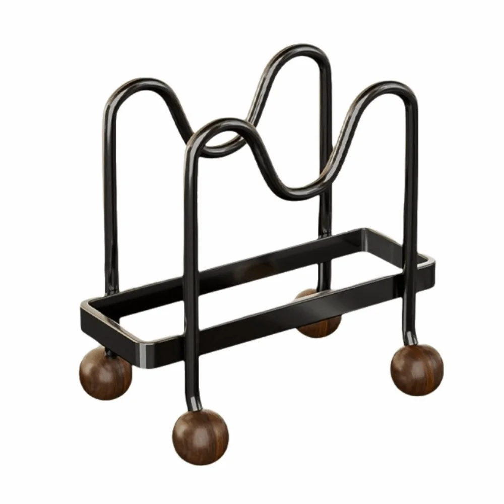 Vintage-Style Cutting Board Storage Rack Space Saving Breathable Pot Lid Rack Sturdy Multi-Layer Cookware Holder