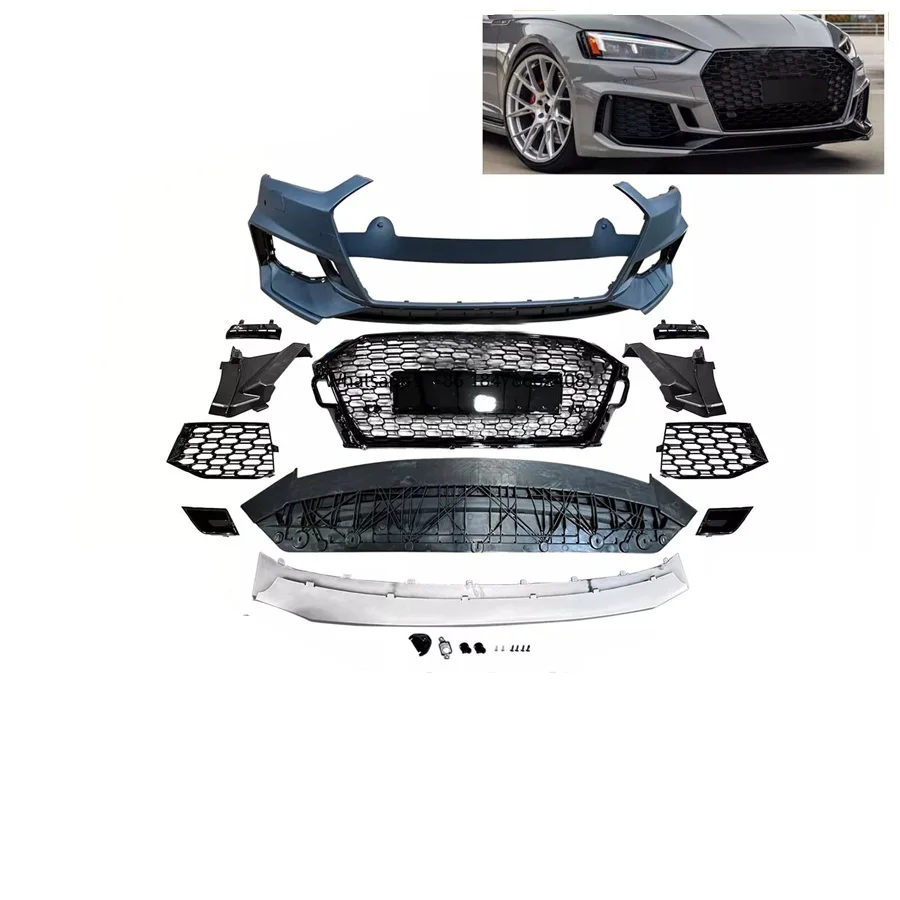

Factory Car RS5 Front Bumper Body Kit for A5 B9 S5 2017 2018 2019 A5 S Line Upgrade RS5 Front Bumper with Grille