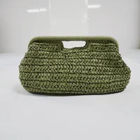 2025 nuevo bolso de paja de playa de media luna, bolso de cubo de paja para mujer, bolsos de paja tejidos, bolso cruzado informal