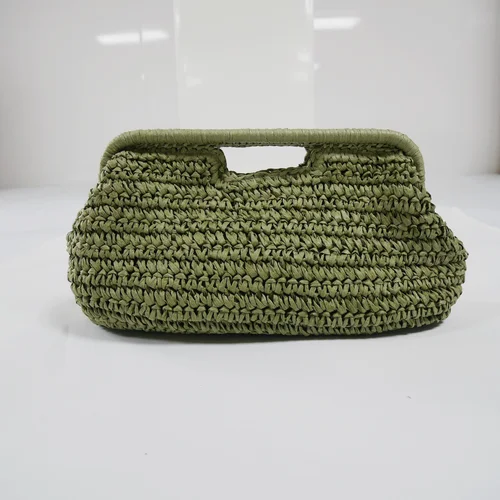 Imagen 1 del producto 2025 nuevo bolso de paja de playa de media luna, bolso de cubo de paja para mujer, bolsos de paja tejidos, bolso cruzado informal