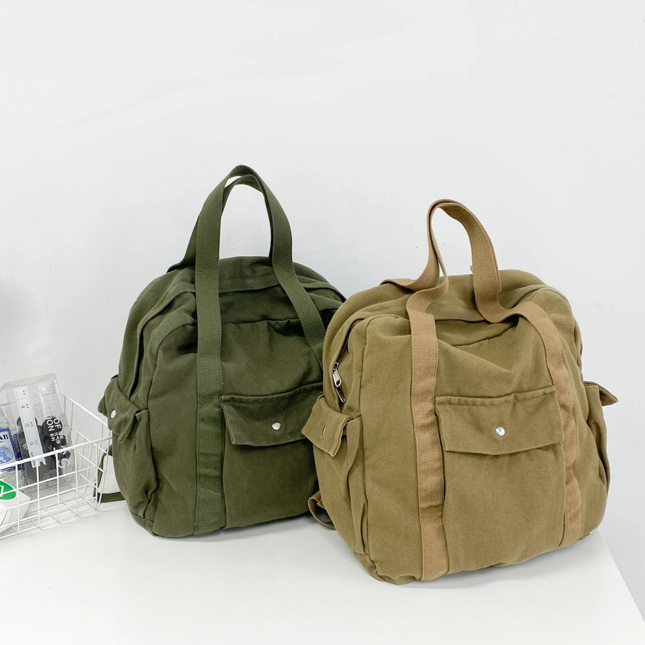 

Large Capacity Canvas Backpacks Unisex 100% Cotton Shoulder Bags Strong Cloth Big Leisure Or Travel Bags Preppy Style Packages