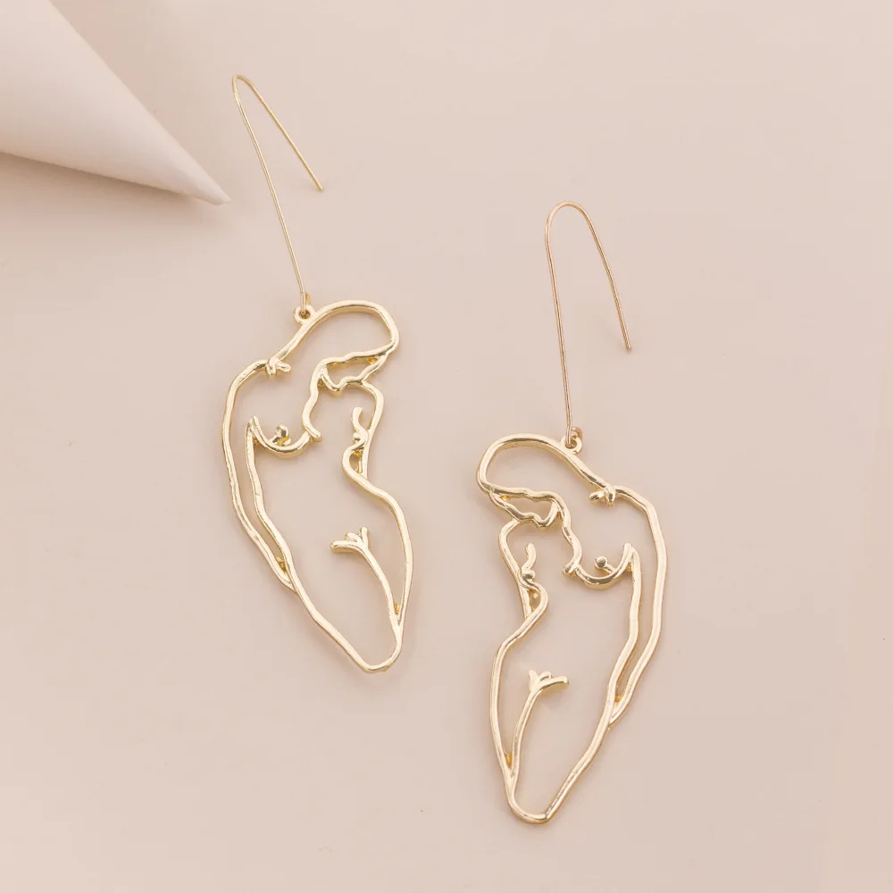 Aesthetic Art Body Earrings For Woman Creative Retro Piercing Encanto Hollow Out Human Shape Long Dangle Earrings 2022 Trend New