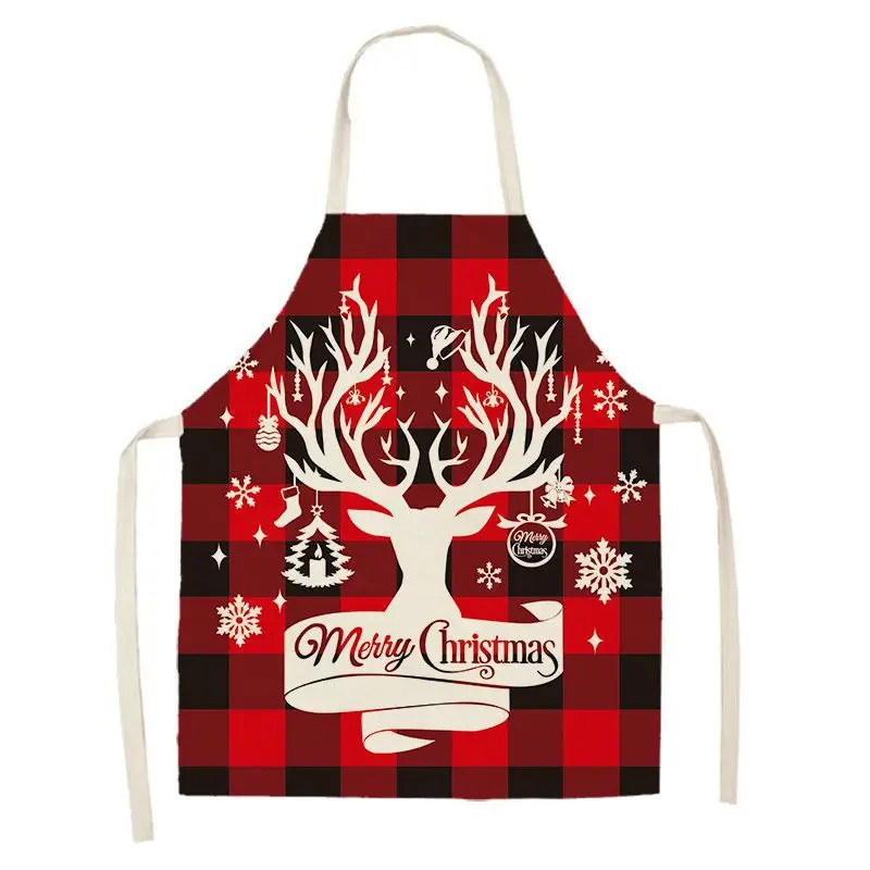 New black and red plaid Christmas apron linen  anti-oil  anti-fouling kitchen cleaning tools home decoration supplies