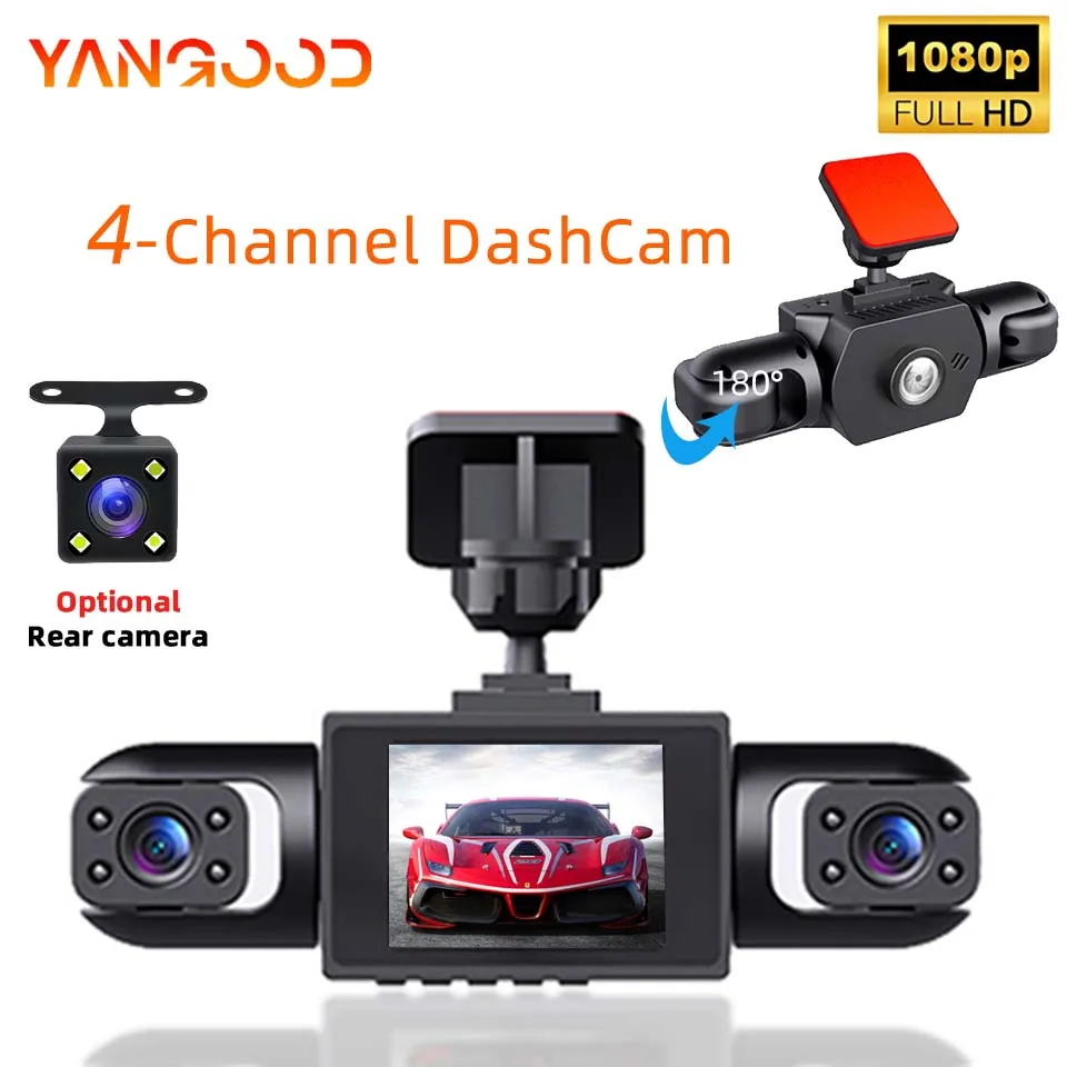 360° 3/4 Cameras Dash Cam Car DVR HD 1080P Video Recorder 4 Channel Front Rear View Night Vision Black Box DVR For Vehicle