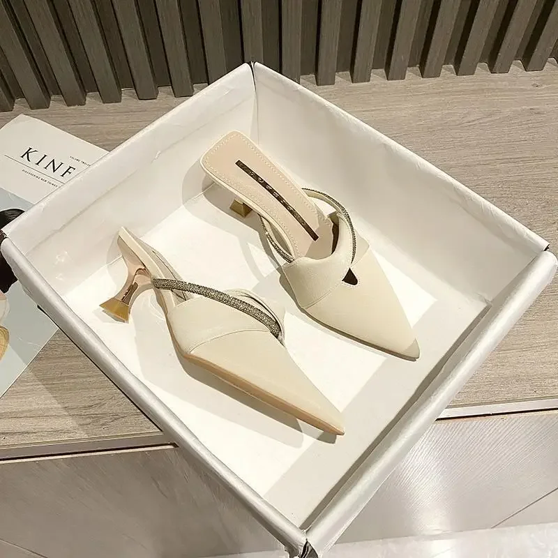 Sandales de Luxe à Talons Fins et Tempérament Jolie tu pour Femme, Chaussures Décontractées Polyvalentes à la Mode, Nouvelle Collection 2025