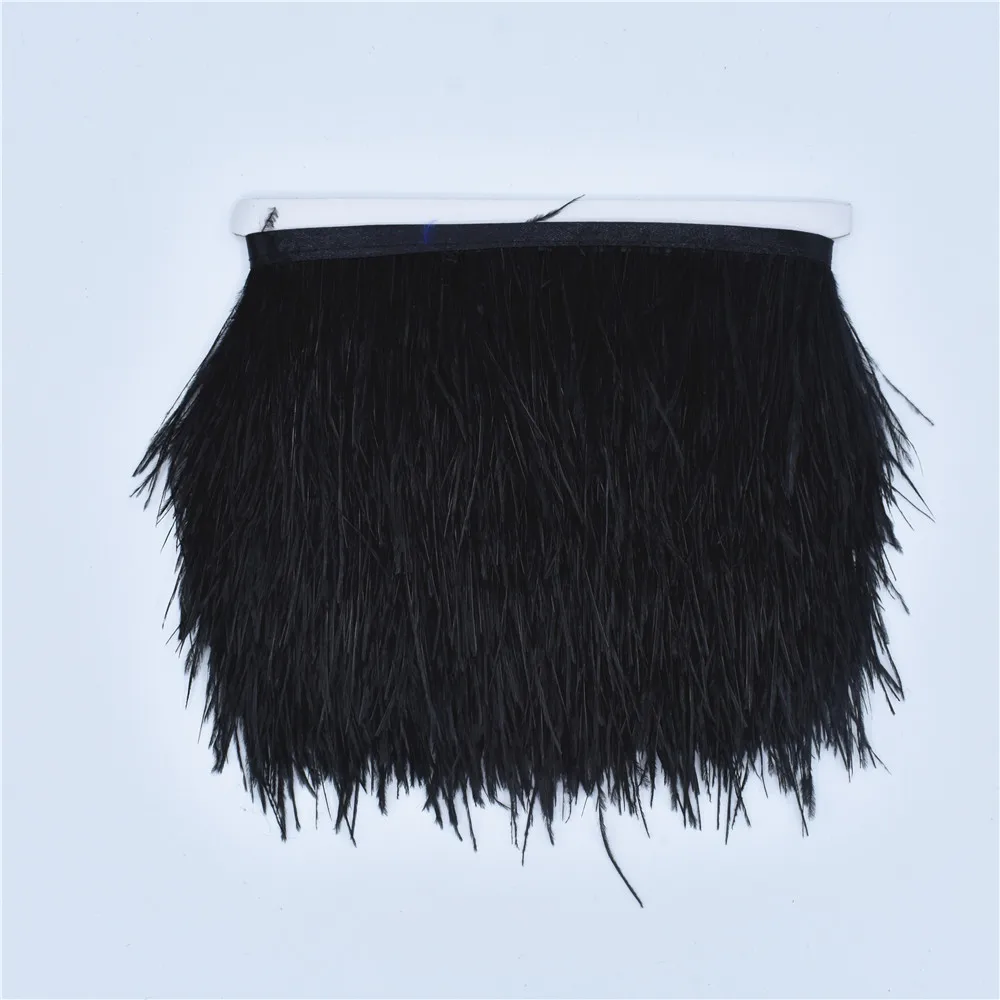 1Meters Ostrich Feathers Trim Width 8-10cm Black Feathers for Crafts Ostrich Feather Fringe Trim Ribbon Plumas Plume Decoration