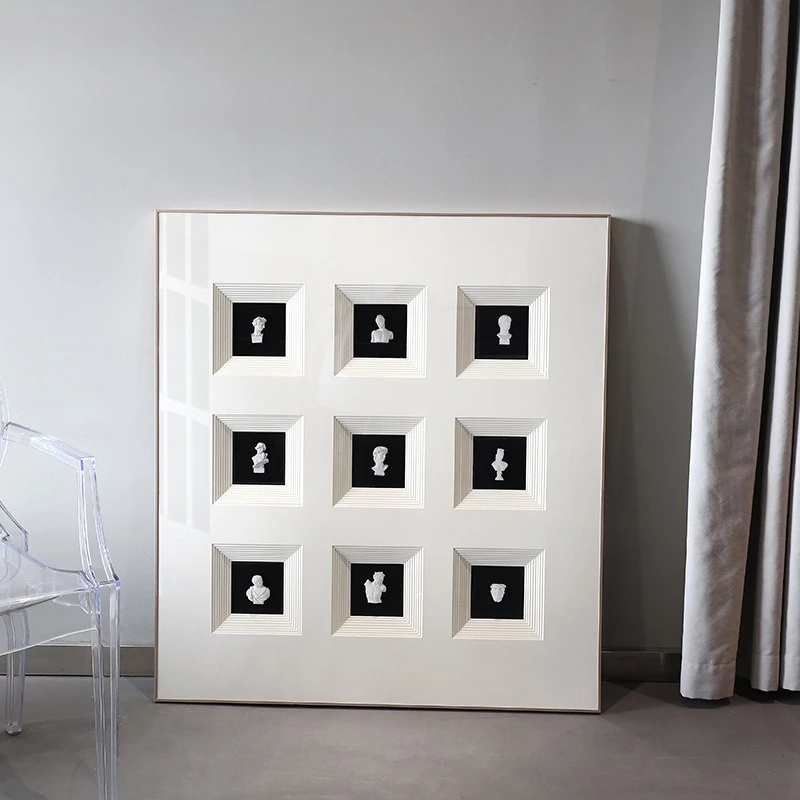 Three-dimensional decorative paintings of ancient Greek characters, paintings on the background of sofas in the entrance