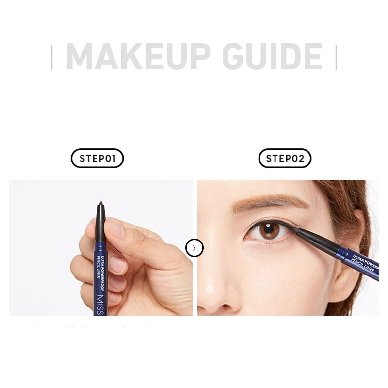 MISSHA Ultra Powerproof Pencil Eyeliner Double-ended Black Eye Liner Penci Waterproof Quick Dry Long-lasting Korean Cosmetics