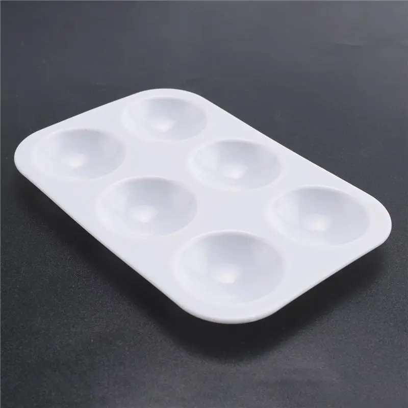 A76I-White Plastic Watercolor Palette, 6 Well Rectangular Paint Palettes, Paint Tray Palettes, Paint Trays