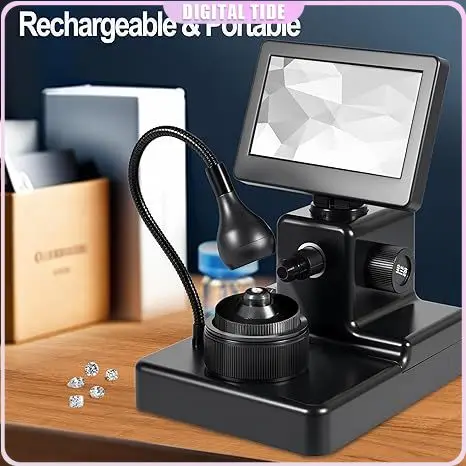 4.3 Inch HD Digital Stereo Video Microscope Magnifier 1000X 12MP Diamond Jewelry Microscope for Jewelry Identification
