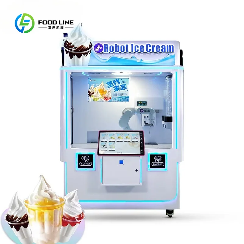 Customized Robot Ice Cream Vending Machine with Metal Construction and Credit Card Payment for Shopping Malls 24/7 Operation