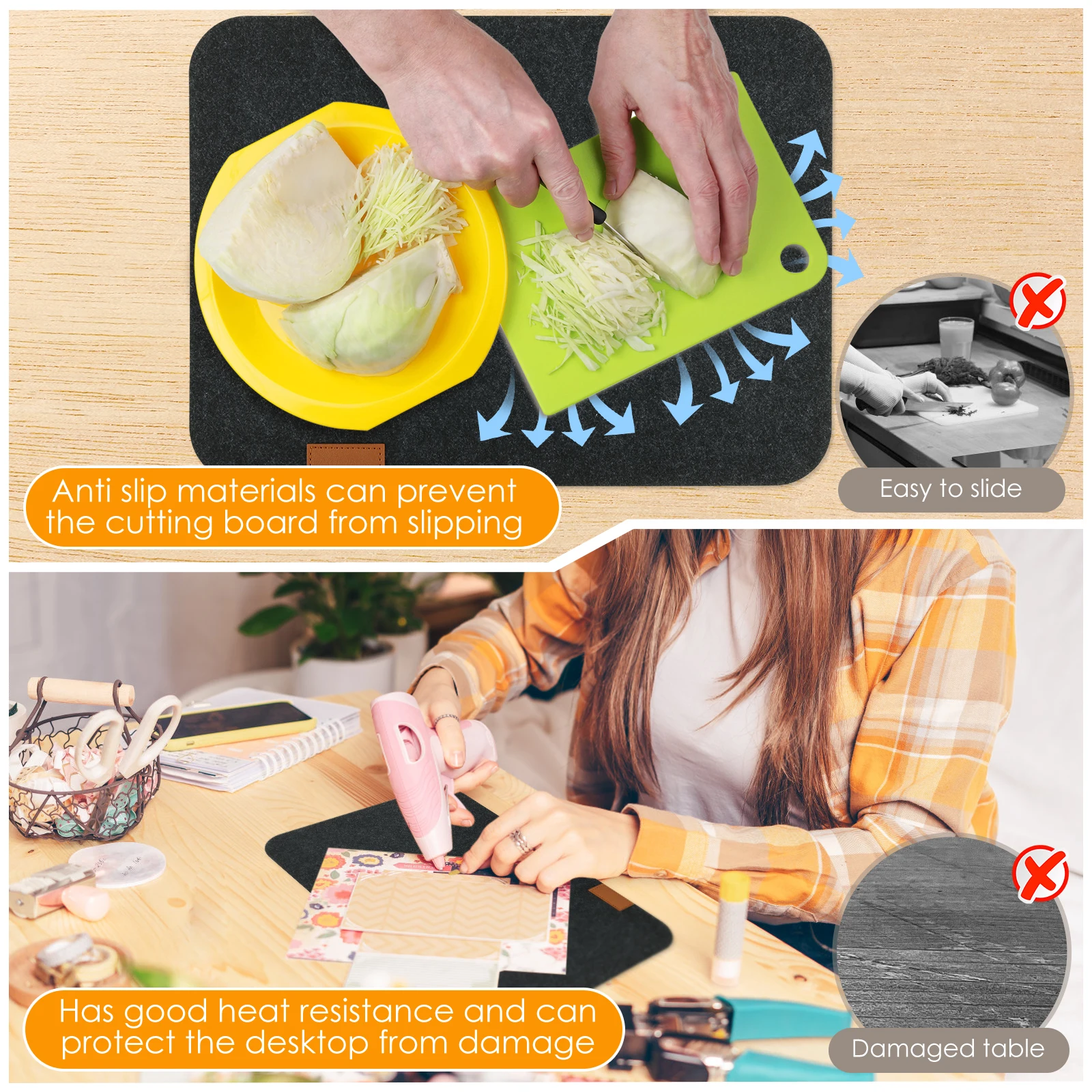 24pcs Placemats Felt Coaster Cutlery Bag Heat Resistant Dish Tableware Mat for Kitchen Restaurant Party Table Dining Place Mat