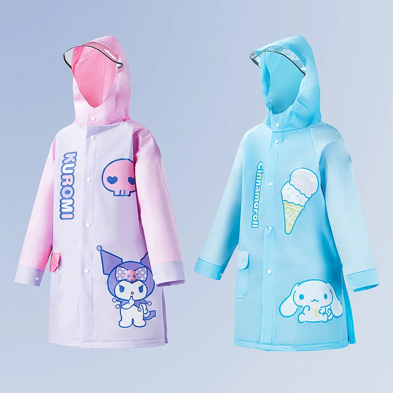 Kawaii Sanrio Anime Poncho Raincoat Cartoon Hello Kitty Kuromi Cinnamoroll Cute Waterproof Large Raincoat Creative Girl Gifts