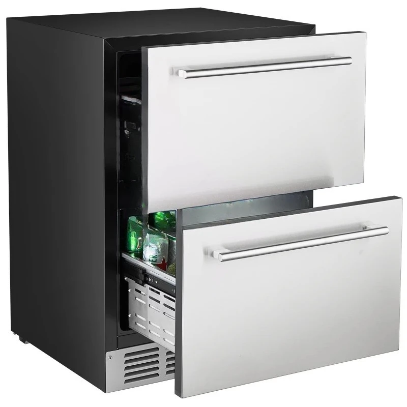 Double Drawer Refrigerator 24 Stainless Steel Beverage Cooler Household Freestanding Refrigerator