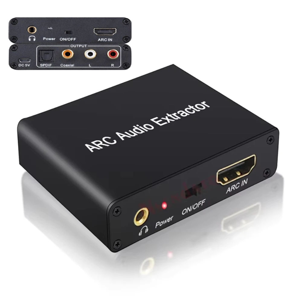 HDMI ARC Audio Extractor ARC To SPDIF Coaxial L/R Stereo 3.5mm Jack ARC Return Channel Converter for HDTV Soundbar Amplifier