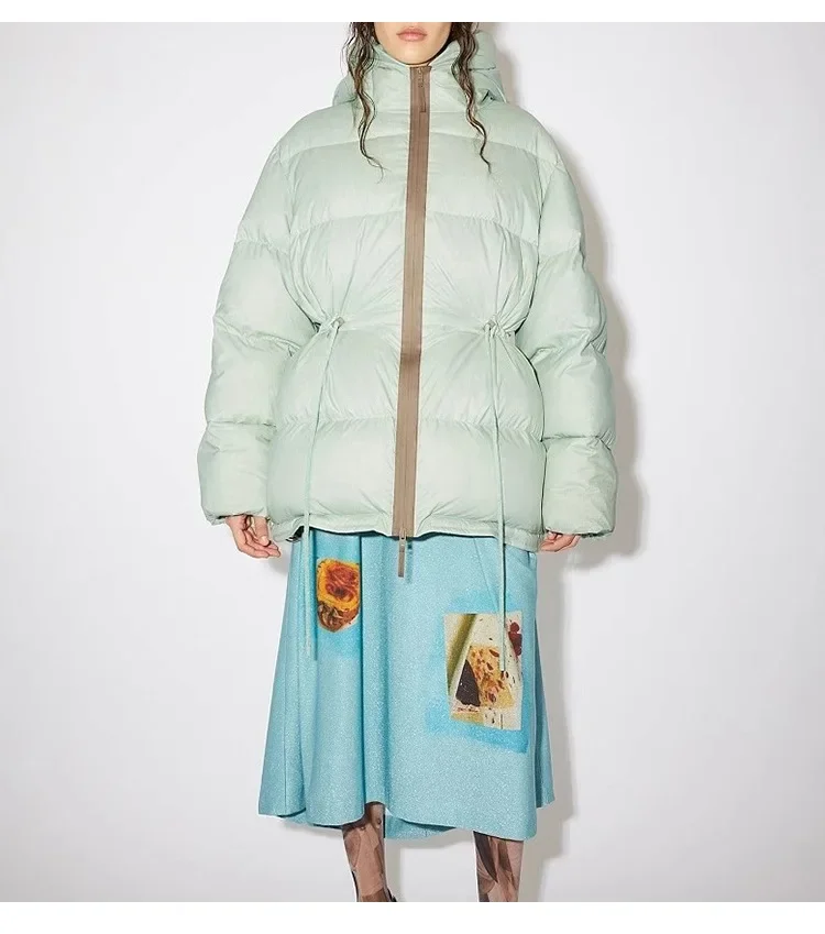 Zimowa moda Nowa damska kurtka puchowa Luźna kurtka do pracy z kapturem, dopasowana