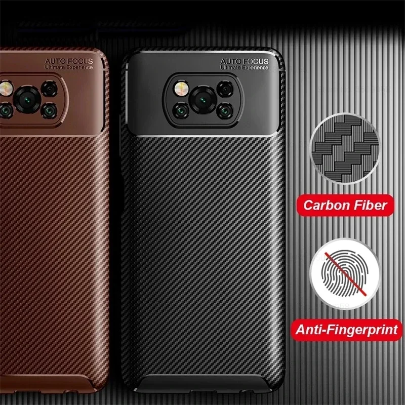 X3Poco حافظة ممتصة للصدمات من السيليكون رفيعة من ألياف الكربون مضادة للخبط حماية لهاتف Xiaomi Poco X3 Pro 3X X 3 NFC PocoX3 NFS Para Fundas