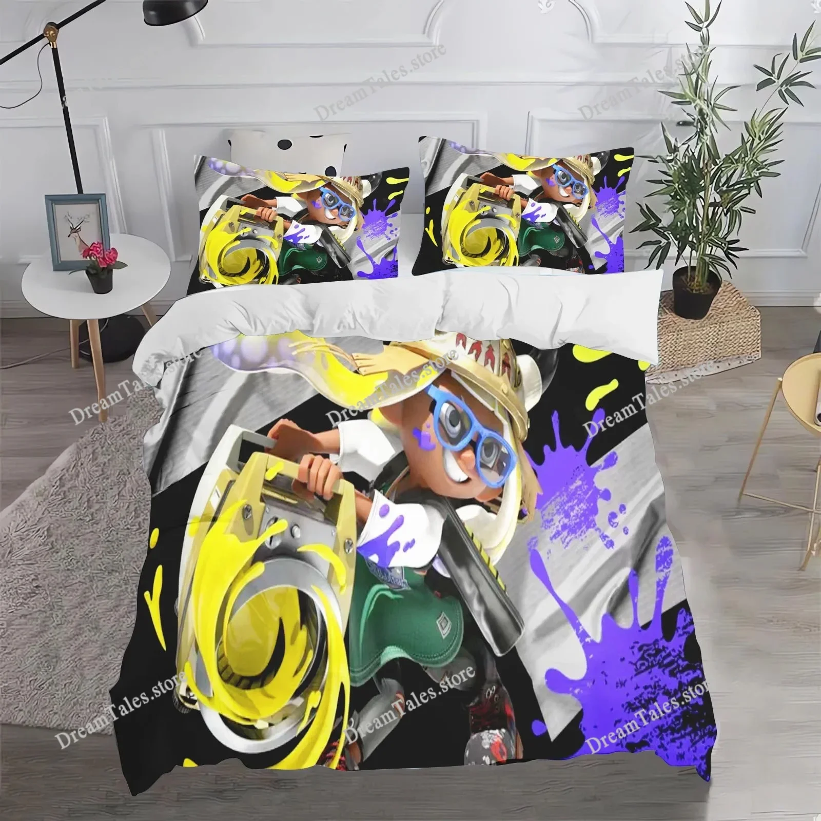 Fashion Game Splatoon Bedding Sets Comforter Duvet Cover Pillow Case Sets Single Double Large Size Bedroom Decoration741